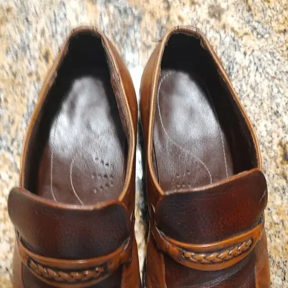Vintage Nunn Bush Brown Leather Loafers Size 8 1/2 EEE ID 944100